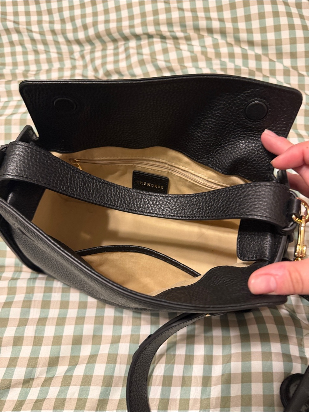 The Horse Black Pebbled Leather Crossbody Bag with Gold Hardware - Picture 3 of 3